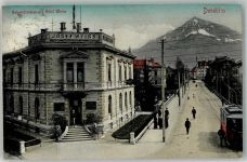 6850 Dornbirn 1910 Foto AK Hotel Weiss Bahnhofstrasse Straßenbahn