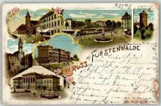 15517 O1240 Fürstenwalde , Spree 1907 Lithographie St. Marien-Domkirche Kaiserplatz Kriegerdenkmal Bullen-Turm