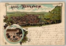 64646 W6148 Heppenheim Bergstraße 1896 Lithographie Gasthaus zum Halben Mond Verlag Ottmar Zieher-München