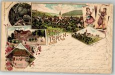 73547 W7073 Lorch , Württ 1900 Lithographie Schelmenklinger Schillerhaus Gasthaus zur Harmonie Kloster Lorch
