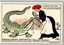 W7570 Baden-Baden sign. Max Mandl Restaurant Krokodil Werbung Kunstgeschichte BOAKC
