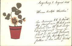 AK von 1938 mit echtem Klee Glückskleeblatt Collage
