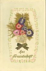 echte Blumen und Edelweiß Besondere Karte AK mit gepressten Blumen