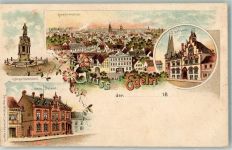 39435 O3253 Egeln Lithographie Kriegerdenkmal Kaiserl. Post Rathaus