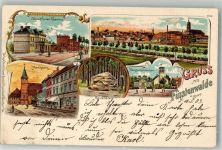 15517 O1240 Fürstenwalde , Spree 1903 Lithographie Rauenstein Marktplatz Bergschlösschen Neue Ulanen-Kaserne