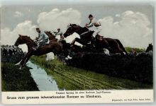 76473 W7557 Iffezheim - Grosser Sprung im alten Badener Jagd Rennen Pferd Rennbahn