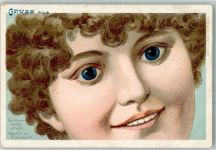 Gesichter blaue Augen Besondere Karte 1900 Lithographie / Künstlerkarte