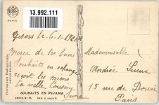 Serie 84 Bonne Annee Souhaits en Pyjama Mode Fantaisies Parisiennes Verlag A. Noyer Sager, Xavier 1921 Künstlerkarte