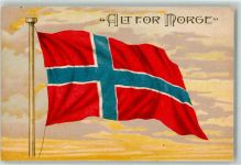Flagge Motiv Norwegen Lithographie