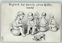 England hat bereits seine Häfen besetzt Satire Nachttopf Propaganda WK I