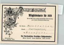 97437 W8728 Haßfurt KEINE AK Deutscher Schützenbund Mitgliedskarte 1928 Ort handschriftlich