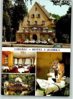 Liberec Reichenberg i. Böhmen Foto AK Hotel u Jezirka Auto