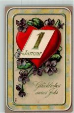 Neujahr Veilchen SO 1108 Kalender 1908 Prägedruck