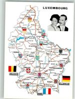 Luxembourg Luxemburg Foto AK Bildnis König und Königin Landkarte