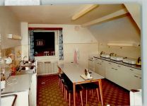 W2282 List , Sylt Ferienhaus Innenaufnahme, Küche, Kurbelbrotschneidemaschine Kaffeemühle FOTO KEINE AK