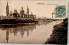 Saragossa Zaragoza 1911 Foto AK El Polary y Rio Ebro Marke bildseitig