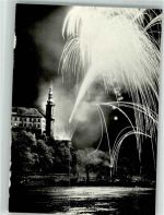 Decin Tetschen-Bodenbach Foto AK Schloss Feuerwerk