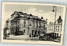 Liberec Reichenberg i. Böhmen 1927 Foto AK Auto Postamt Litfaßsäule Theater