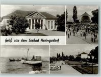 17419 O2251 Seebad Heringsdorf - Kulturhaus Konzertpavillon Fischerboot Ortsansicht 4-Bildaufnahme