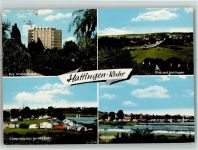45525 W4320 Hattingen , Ruhr - Evangel. Krankenhaus Blick auf Hattingen Campingplatz an der Ruhr Ruhrpartie