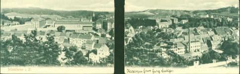 04736 O7305 Waldheim , Sachs Klapp AK 2-fach Panorama, 1899, separiert!