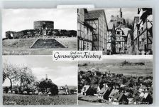 34587 W3582 Gensungen , Hess - Burg Feld Haus Baum Treppe