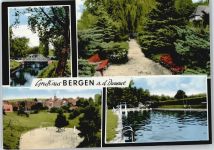 29468 W3134 Bergen (Dumme) - Schwimmbad Sprungbrett Fluss Brücke Panorama Bank