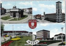 46483 W4230 Wesel a Rhein - Rathaus Hohestraße Tor Wappen Bahnhof Blumen Straßenbahn