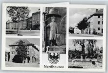 99734 O5500 Nordhausen , Thür - August-Bebel-Platz, Stadthaus, Statue, Brunnen, Schillerstraße