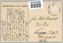 Marke entfernt Dampfer Columbus Künstlerkarte