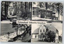 17459 O2235 Ückeritz , Usedom - Postamt, Gaststätte Fischerhütte, Waldweg zum Strand