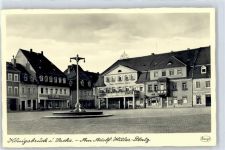 01936 O8293 Königsbrück - WK II, Gasthaus Zum schwarzen Adler, Apotheke, Brunnen