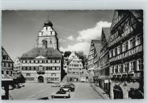 71083 W7033 Herrenberg Foto AK Kirche Apotheke zum Markt