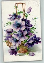 Blumenkorb mit Blüten AK Blume 1908 Prägedruck