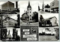 65439 W6093 Flörsheim am Main Gebrauchsspuren Rückseite mit Abschürfungen und Kleberesten St. Josefskirche Landfrauenschule Kriegergedächtnis-Kapelle St. Gallus Erzbergerstraße Schule Mainpartie