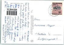65439 W6093 Flörsheim am Main Gebrauchsspuren Rückseite mit Abschürfungen und Kleberesten St. Josefskirche Landfrauenschule Kriegergedächtnis-Kapelle St. Gallus Erzbergerstraße Schule Mainpartie