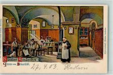 Andechs Kloster 1903 Künstlerkarte Kloster Andechs Bräustüberl sign