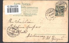 AK mit Stoff Prägedruck Veilchen Schwalbe 1903 Gebrauchsspuren