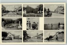 7100 Neusiedl am See - Denkmal Ruine am Tobor Schwanenteich Schwäne Storchennest Störche