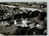 63924 W8764 Kleinheubach - Fliegeraufnahme Fürstlich Löwenstein´sches Schloss Main Frachtschiff
