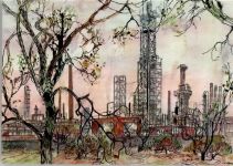 ARAL Nr. 11 "Das Ruhrgebiet" sehr gute Erhaltung Werbung Auto Künstlerkarte