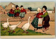 Verlag Dondorf Nr. 210 Hollandkinder Tracht Gänse Parkinson, E. Lithographie / Künstlerkarte