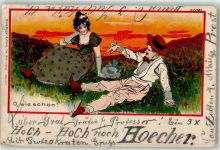 Nr. 1182 Liebespaar Picknick Bürger Bruno 1901 Lithographie / Künstlerkarte