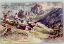 Nova Levante Welschnofen Berge Kirche Compton, T. 1902 Künstlerkarte