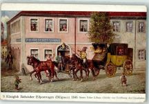 02708 O8700 Löbau - sign. Müller Postkutsche 9. Königlich sächsischer Eilpostwagen 1846 Gasthaus goldene Sonne