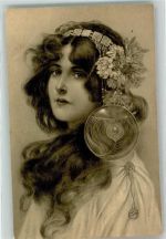 Frau Keine AK Art Deco Gebrauchsspuren