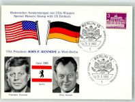 Politik Staatsbesuch von Kennedy 26.6.1963 Berlin Politiker Willi Brandt Sonderstempel