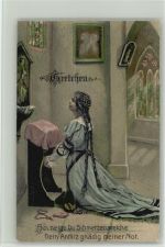 in der Kirche zum Gebet - 1909 Serie 124 - AK Gretchen Prägedruck