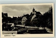 97337 W8716 Dettelbach - Ortsansicht Brücke Fachwerkhaus