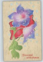 Blume in Relief-Druck - Souvenir affectueux Reliefdruck Prägedruck